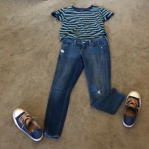 Levi cropped destroyed skinny stretch jeans